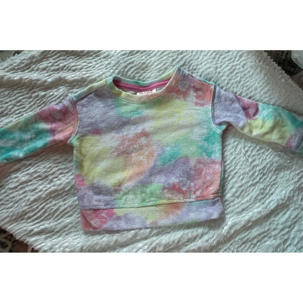 Cat & Jack Baby Girl Tie Dye Sweatshirt Multi Color Pullover 12M Long Sleeve
